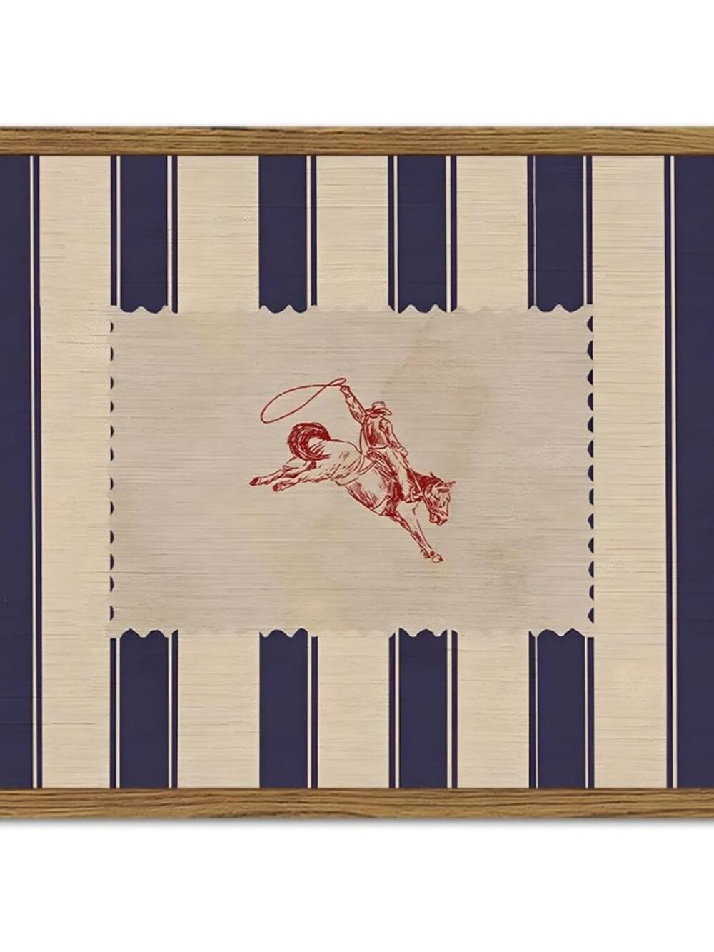 Vintage Western Wall Decor, Striped Rodeo Wall Art Mid Century Southwestern Cowb